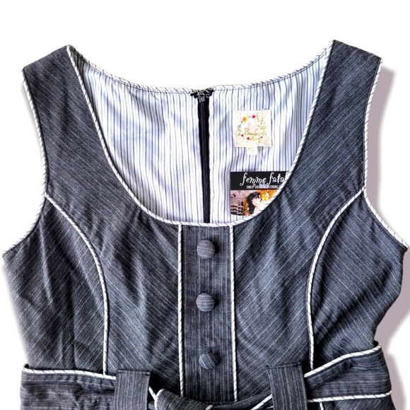 Retro Style Denim Fit & Flare Sleeveless Dress, S - Picture 10 of 11